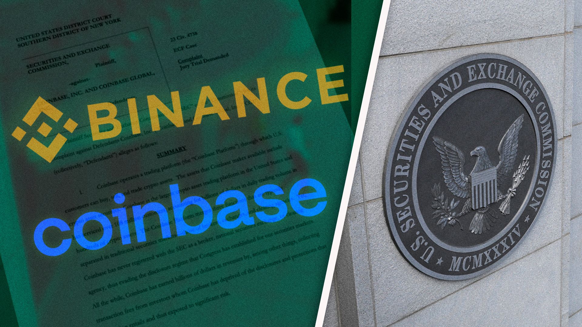 هجوم هيئة الأوراق المالية والبورصات SEC ضد كلا من Binance و Coinbase