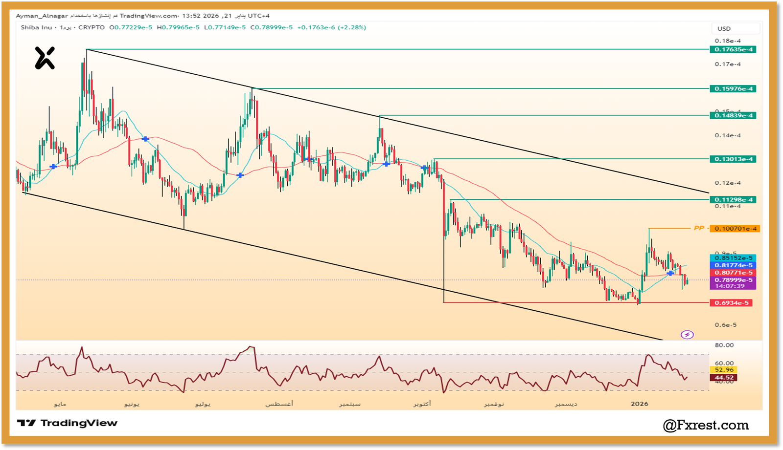 التحليل الفني لعملة شيبا إينو (SHIB/USD)